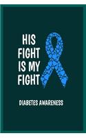 His Fight Is My Fight Diabetes awareness: Diabetes Log Book; Daily Record Book For Tracking Glucose Blood Sugar Level; Diabetic Health Journal With Weekly Reviews; Medical Diary, Organizer &