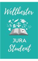 Weltbester Jura Student: A5 Geschenkbuch STUDENTENPLANER zum Jura Studium Notizbuch für Rechts-studenten Anwälte Jurist witziger Spruch zum Abitur Studienbeginn Erstes Semes
