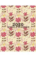 2020 Weekly Planner: Pink Flower Organizer Includes A Vision Board Page