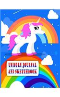 Unicorn Journal and Sketchbook: Journal and sketchbook for Girls - Composition 110 pages large Size (8.5"x11") With Lined and Blank Pages, Perfect for Journal, Doodling, Sketching 