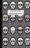 Scary Skulls Composition Book Wide Ruled Lined Book 100 Pages 8.5 x 11 siz: Soft Cover Writing Notebook