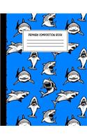 Primary Composition Book: Story Journal For Boys with Dotted Midline Story Space and Picture Space, Grades K-2 Composition School Exercise Book (Shark Notebook)