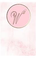 W: Monogram Journal Monogrammed with Personalized Rose Gold Letter 'w'