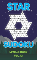 Star Sudoku Level 3: Hard Vol. 13: Play Star Sudoku Hoshi With Solutions Star Shape Grid Hard Level Volumes 1-40 Sudoku Variation Travel Friendly Paper Logic Games Japan