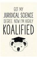 Got My Juridical Science Degree. Now I'm Highly Koalified: Funny Blank Notebook for Graduation