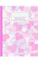 Composition Book Hearts in Bubble Gum Pink