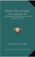 Prose On Several Occasions V1: Accompanied With Some Pieces In Verse (1787)