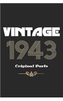 Retro Birthday - Vintage 1943 Notebook Original Parts Gift