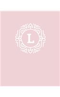 L: 110 Dot-Grid Pages - Monogram Journal and Notebook with a Pink Background and Simple Vintage Elegant Design - Personalized Initial Letter Journal - 