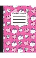 Composition Book 100 Sheet/200 Pages 8.5 X 11 In.-Wide Ruled-Unicorn Hearts