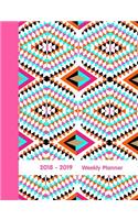 2018 - 2019 Weekly Planner: Colorful Aztec Tribal Patterned Cover On Academic Planner 7.44" x 9.69" Aug 2018 to Dec 2019 One Week Per Page Plus 50 Extra Pages For Passwords, Ph