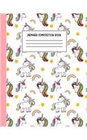 Primary Composition Book: Story Journal With Dotted Midline Story Space and Picture Space, Grades K-2 Composition School Exercise Book (Unicorn Notebook For Girls)