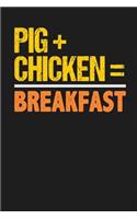 Pig + Chicken = Breakfast: Dark Gray, Yellow & Orange Design, Blank College Ruled Line Paper Journal Notebook for Project Managers and Their Families. (Agile and Scrum 6 x 9 i