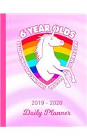 2019 - 2020 Daily Planner: 6 Year Old Unicorn Rainbow Pink & White Cover January 19 - December 19 Journal Planner Plan Days, Set Goals & Get Things Done Datebook Calendar Sche