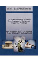 U S V. MacMillan U.S. Supreme Court Transcript of Record with Supporting Pleadings