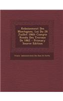 Reboisement Des Montagnes, Loi Du 28 Juillet 1860