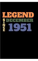 Legend since December 1951: Ruled Birthday Diary Notebook or Guest book Journal - Lined Register Pocketbook for Men and Women with Lines - Visitors' book for Birthdays and Part