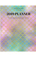 2019 Planner: Mermaid Scales Monthly Calendar Format with Habit Tracker, Moon Phases, Monthly National Themes, Daily Holidays (both quirky and federal), Birthday 