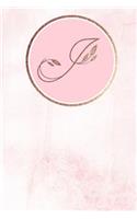 I: Monogram Journal Monogrammed with Personalized Rose Gold Letter 'i'(9 Pastel Pink Rose Gold Monogram)