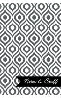 Lined Notebook With Slate Grey Ikat Pattern Cover
