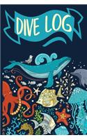 Dive Log: Scuba Diving Notebook Journal for Logging Your Fantastic Dives Marine Collage Blue(2 DV 6" X 9" 108pages)