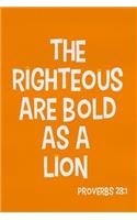 The Righteous Are Bold as a Lion - Proverbs 28: 1: Blank Lined Christian Journals for Girls