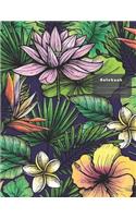 Notebook: Tropical Floral Design - Exercise Notebook for School, College, Work, Business Notes, Personal Journaling, Planning, Hand Lettering... Perfect Gift 