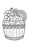 Blank Book Journal: Cupcake Dessert Zentangle Cover Diary Notebook: 8.5 x 11 size 120 gray lined pages!
