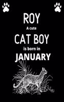 ROY a cute cat boy is born in January: Draw & write journal for boys with 100+ Pages of 8.5"x 11" Blank Paper for Drawing, Writing, Doodling or Learning to Draw