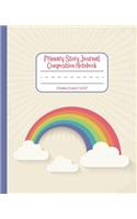 Primary Story Journal Composition Notebook: Grades K-2 Dashed Midline and Picture Space Journal: Sunny Day Rainbow