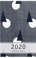 2020 Asthma diary: Dated Asthma symptoms tracker incl. Medications, Triggers, Peak flow meter section and charts, Exercise tracker, Notes pages. 8.5" x 5.5" (Half lett