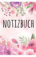 Notizbuch: Notizbuch A5 120 Seiten liniert und Wasserfarben Blumen Muster (Softcover, glänzend).