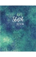 Sketch Book: Artist's Notebook for Drawing, Designing, Sketching and Writing. Large 8.5 x 11 size, 120 blank pages. Blue & Green Abstract Design Sketchbook