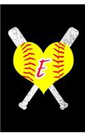 E Monogram Initial Softball Journal