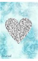Journal: Silver Glitter Marble Heart Writing Diary 6 X 9 Blank 100 Pages Lined Book for Taking Notes and Journaling for Woman, Girls and Teens