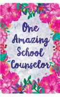 One Amazing School Counselor: Wide Lined Notebook Pink Flowers