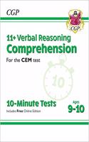 11+ CEM 10-Minute Tests: Comprehension - Ages 9-10 (with Online Edition): (CGP CEM 11+ Ages 9-10)