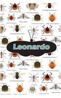 Leonardo: Bug Insects Personalized Name Notebook Journal Diary Sketchbook with 120 Lined Pages 6x9