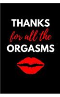 Thanks for All the Orgasms: Funny Valentines Gift - Blank Lined Notebook