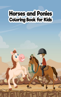 Horses and Ponies Coloring Book for Kids: Hop Up