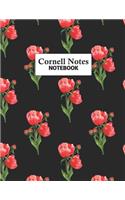 Cornell Notes Notebook: Study More Efficiently With This Note-Taking Method For College and University Students: Red Rose Floral