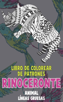 Libro de colorear de patrones - Líneas gruesas - Animal - Rinoceronte