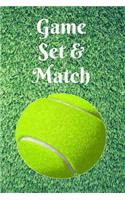 Game Set & Match: Sport themed tennis ball lined notebook jotter