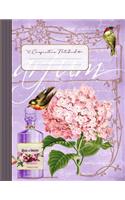 Composition Notebook: Journal (Large) - Wide Ruled Lined Paper, Writing and Journaling Book - Vintage Flower Birds Parfum Ephemera