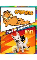 2 in 1 Coloring Book Garfield and Bolt: Best Coloring Book for Children and Adults, Set 2 in 1 Coloring Book, Easy and Exciting Drawings of Your Loved Characters and Cartoons