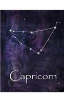 Capricorn: Constellation Lined Journal or Notebook, Deep Space and Capricorn Design, 8.5 x 11, 150 Fully Lined Pages