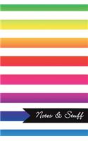 Notes & Stuff - Lined Notebook with Bright Colors Striped Pattern Cover: 101 Pages, Medium Ruled, 6 x 9 Journal, Soft Cover