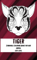 Zendoodle Coloring Books for Kids - Animal - Easy Level - Tiger