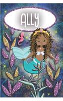 Mermaid Dreams Ally: Wide Ruled Composition Book Diary Lined Journal