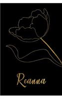 Reanna: Personalized Writing Journal for Women - Elegant Black and Gold